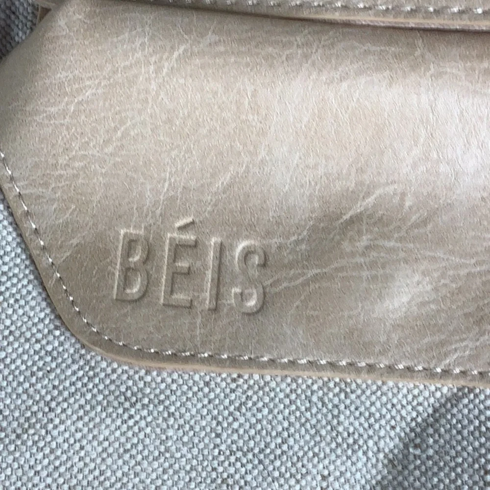 BEIS Cream and Tan Canvas Drawstring Backpack